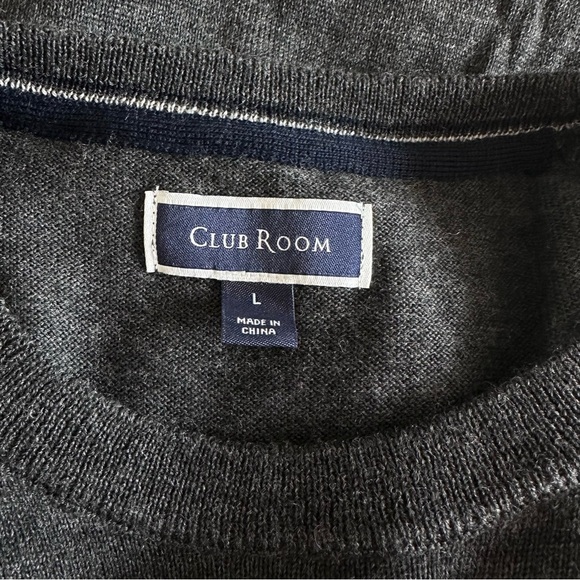 Club Room Wool Sweater Dark Gray Crewneck Merino Wool Mix Size Large - Picture 3 of 4
